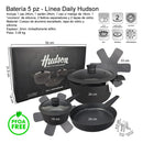 Set Olla Cacerola Sarten Teflon Hudson Bateria Aluminio