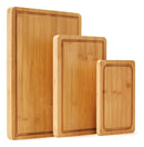 Set 3 Tabla De Picar Cortar Servir Bambú Con Canaleta