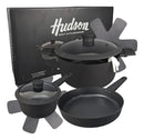 Set Olla Cacerola Sarten Teflon Hudson Bateria Aluminio